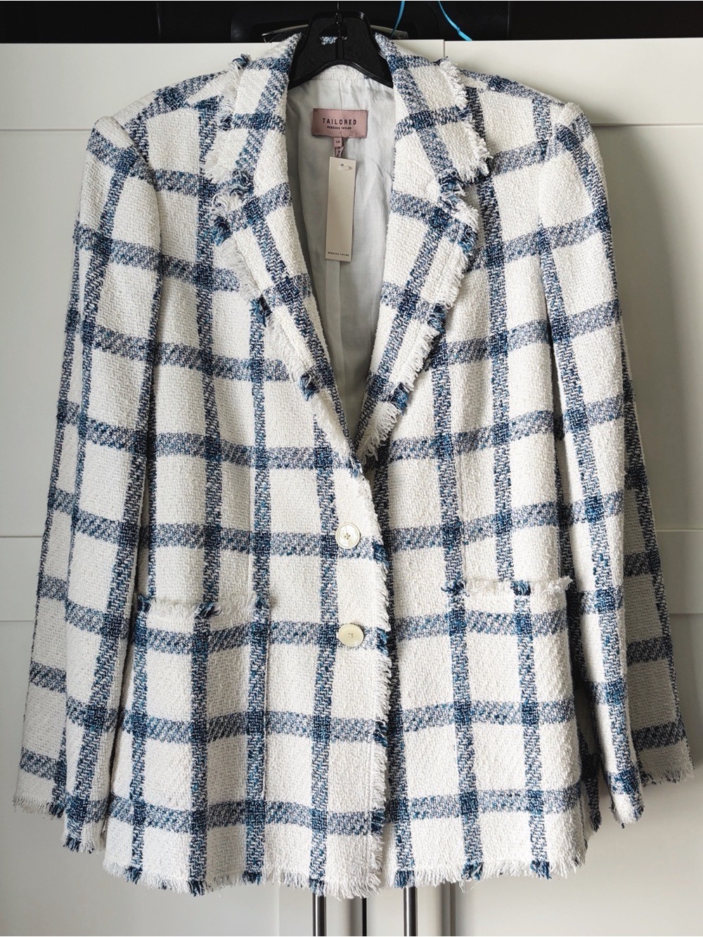Tailored by Rebecca Taylor Boucle Windowpane Check Blazer